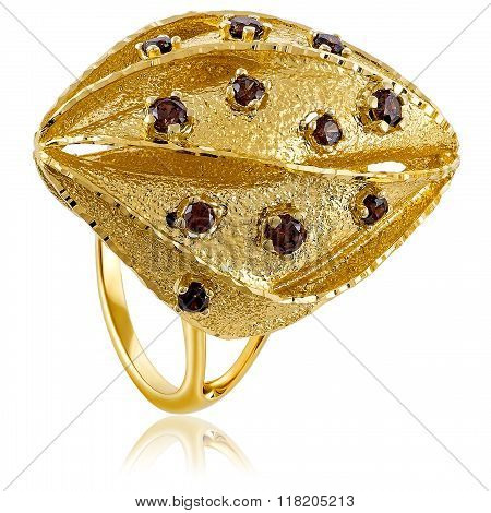 Golden ring isolated on white