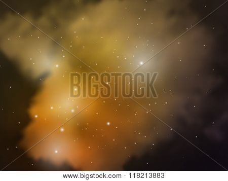 Space View With Stars And Colored Clouds Of Gases And Dust