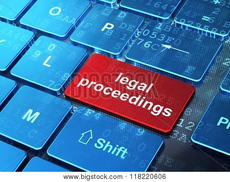 Law concept: Legal Proceedings on computer keyboard background
