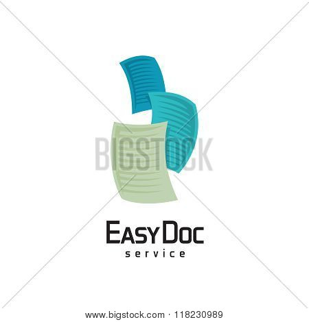 Docs Logo. Flying Sheets Of Paper Illustration.