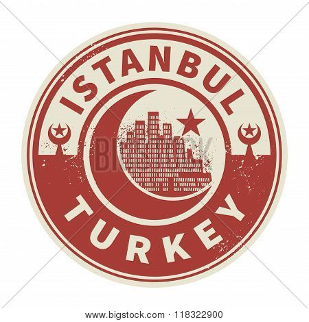 Stamp With Text Istanbul, Turkey Inside