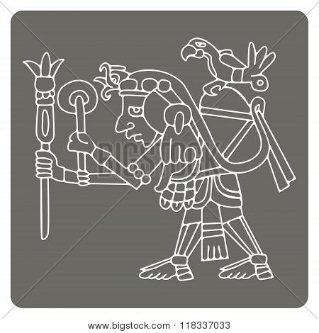 monochrome icon with symbols from Aztec codices