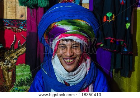 ESSAOUIRA, MOROCCO - September 18, 2015: Young unknown bedouin