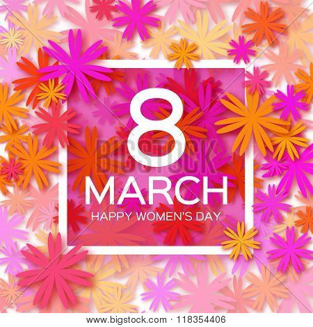 Abstract Colorful Floral Greeting card - International Happy Women's Day - 8 March holiday