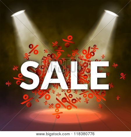 Vector abstract background with percents and SALE word sign. Percentage concept illustration. Hot sa