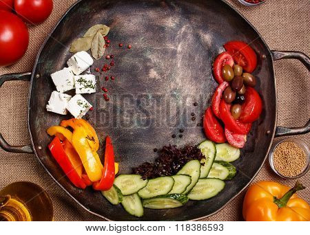 Rustic Fresh Vegetables In A Pan
