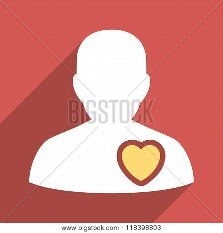 Patient Heart Flat Long Shadow Square Icon
