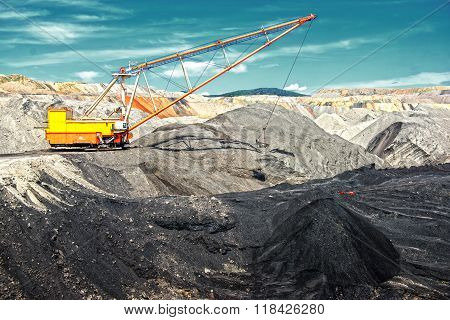 Dragline on open pit coal mine