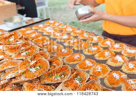 Khanom Buang (a kind of filled pancake)Thai sweetmeat .