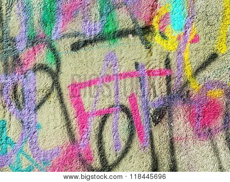 Concrete, Weathered, Worn Wall Damaged Paint. Grungy Concrete Surface. Great Background Or Texture.