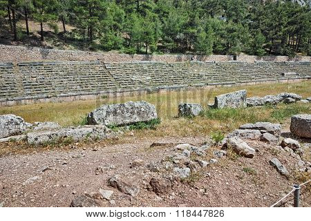 The mountain top stadium at Delphi, Greece