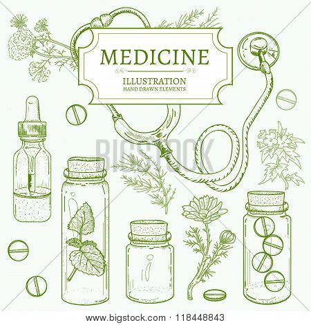 Herbal Medicine Hand Drawn Elements