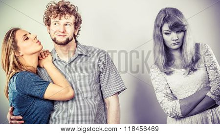 Jelous Woman With Happy Couple