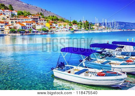 Fishing boats at the coast of Kefalonia, Greece