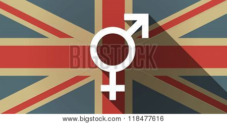 Long Shadow Uk Flag Icon With A Bigender Symbol
