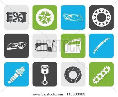 Flat Realistic Car Parts and Services icons