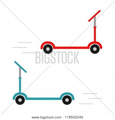 Kick Scooter Set. White Background. Isolated. Flat Design.