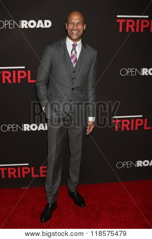 LOS ANGELES - FEB 16:  Keegan-Michael Key at the Triple 9 Premiere at the Regal 14 Theaters on February 16, 2016 in Los Angeles, CA