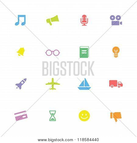 Colorful simple flat icon set