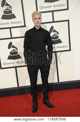 Justin Bieber at he 58th GRAMMY Awards held at the Staples Center in Los Angeles, USA on February 15, 2016.