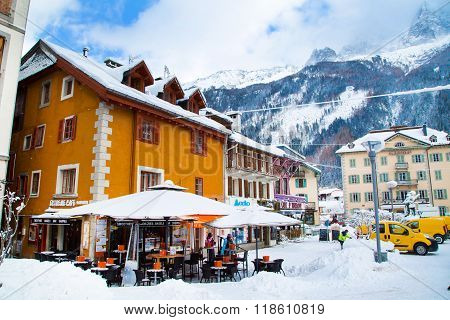 Cafe, Restaurant in the center of town, Chamonix, France