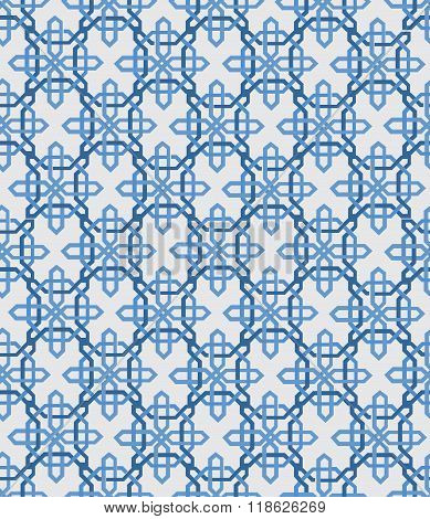 Abstract vintage geometric wallpaper pattern seamless background. Vector illustration. Blue and whit