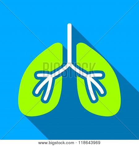 Lungs Flat Long Shadow Square Icon