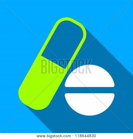 Medication Flat Long Shadow Square Icon