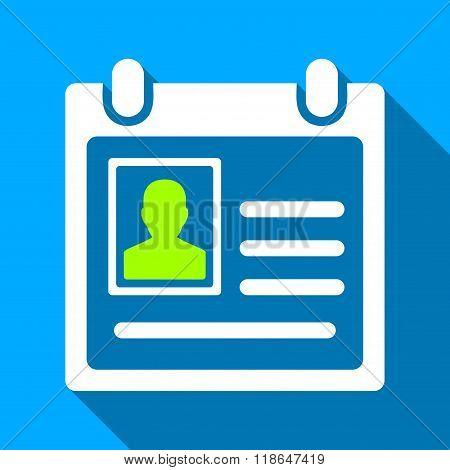 Personal Badge Flat Long Shadow Square Icon