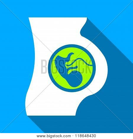 Pregnant Mother Embryo Flat Long Shadow Square Icon