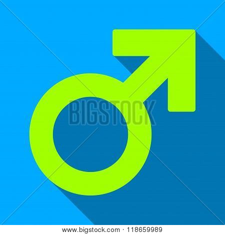 Male Symbol Flat Long Shadow Square Icon