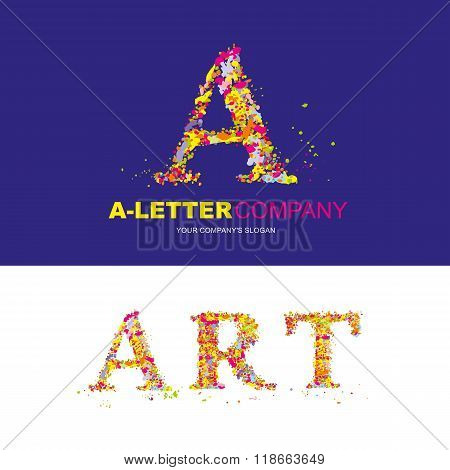 A letter -  logo design concept illustration. Abstract t letter logo sign for business company. A letter logo corporate identity - visit card,
poster, folder, brochure cover. Mosaic decorative style.