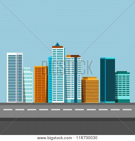 Vector flat illustration of city urban landscape.