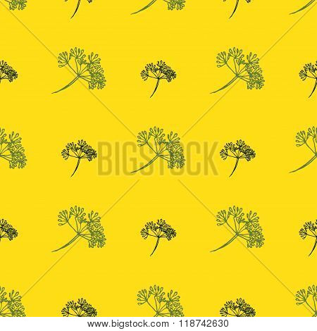 Seamless pattern with drawing dill or fennel