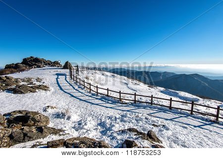 Peak Of Deogyusan Mountains In Winter,south Korea.