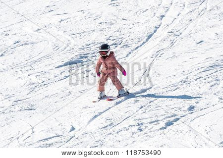 Skier skiing on Deogyusan Ski Resort in winter South Korea