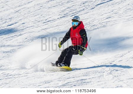 Skier skiing on Deogyusan Ski Resort in winter South Korea