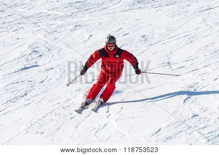 Skier skiing on Deogyusan Ski Resort in winter South Korea
