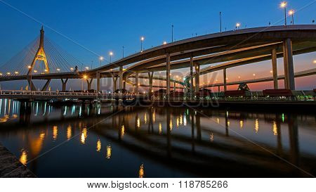 Night Scene Of Bhumibol Bridge