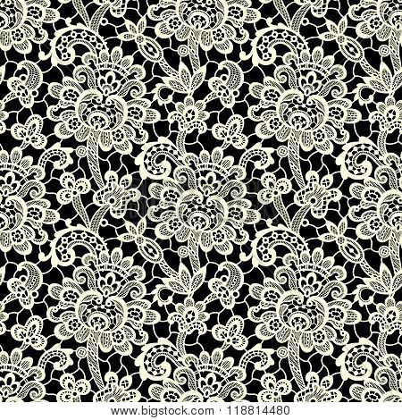 White Lace Background. Vintage Vector Seamless Pattern.