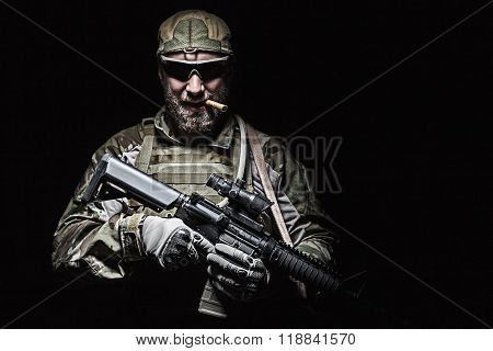 US Army soldier smoking