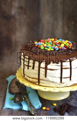 Layered Cale With Whipped Cream And Mascarpone.