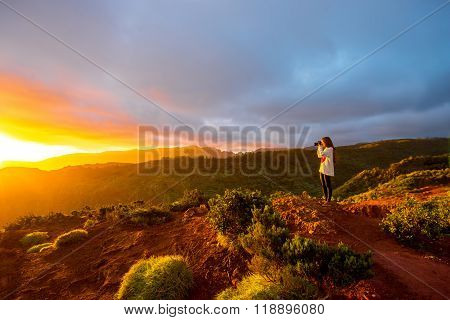 Mountain sunrise view on La Gomera island
