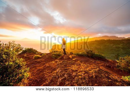 Mountain sunrise view on La Gomera island