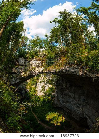 Natural rock bridge in Rakov Skocjan karst valley
