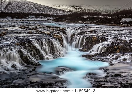 Bruarfoss Waterfall In Iceland