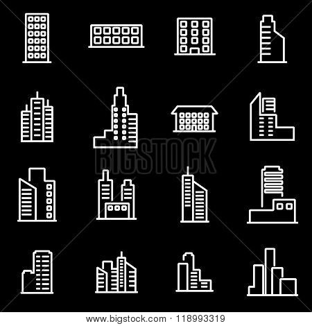 Vector line building icon set