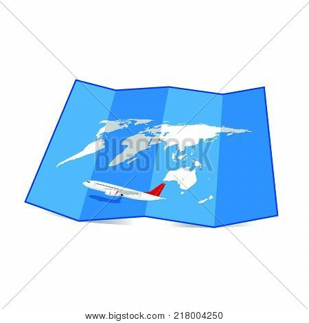 map of the world with airplane illustrationc art set two