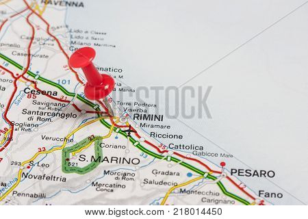 Road map of the city of Rimini Italy