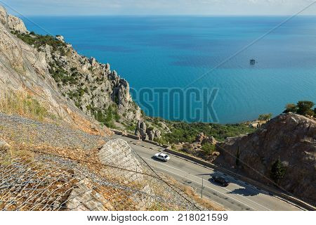 Road on the coast of the Black Sea of the Crimean peninsula